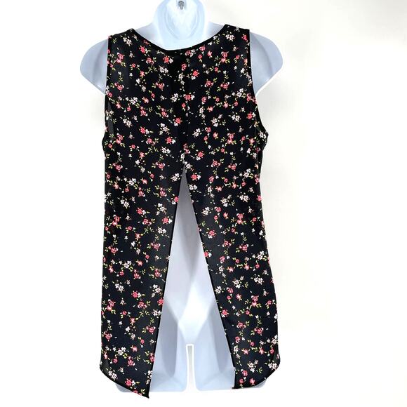 Express Black Floral Open Back Tank S - Picture 4 of 8